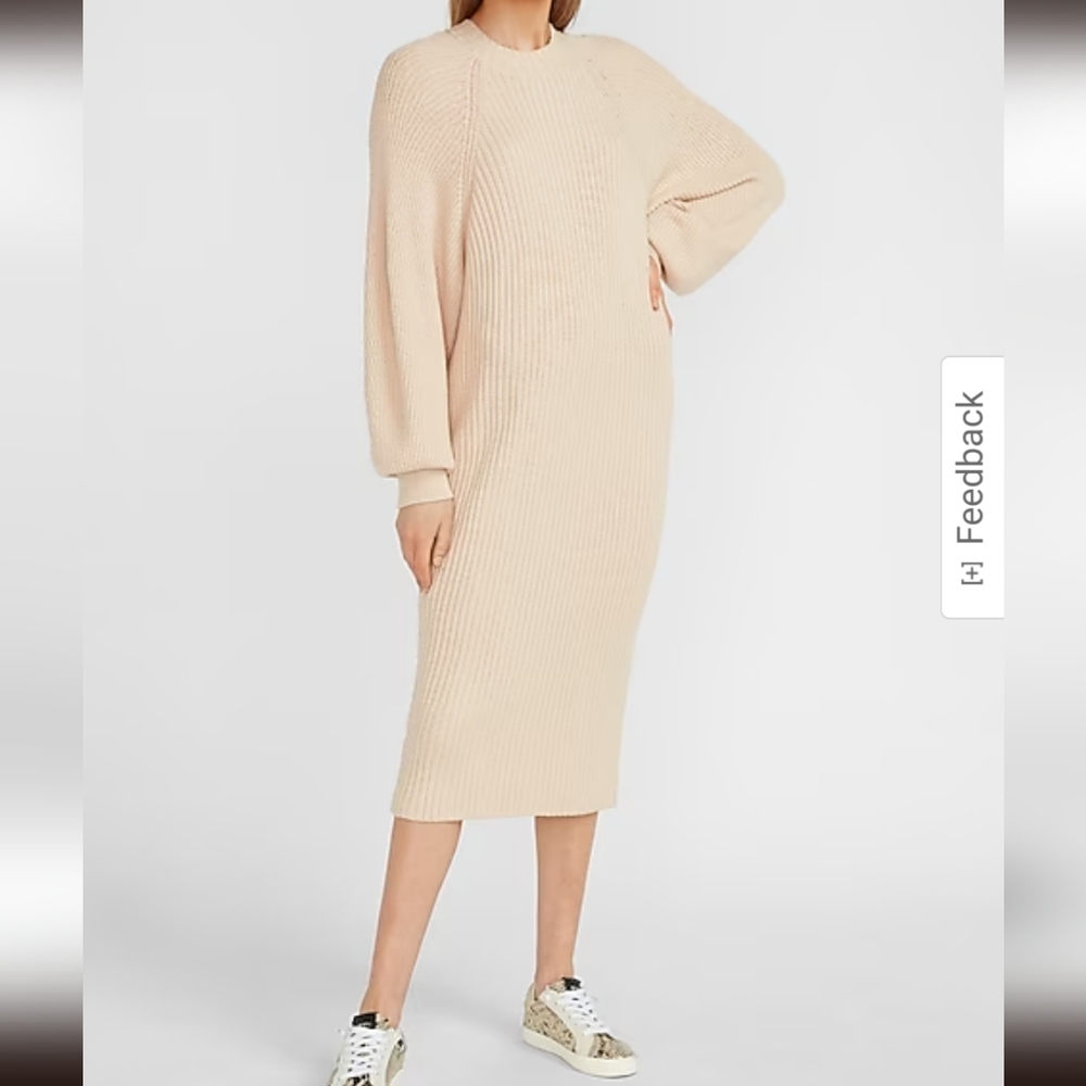 NWT Express Balloon Sleeve Midi Sweater Dress